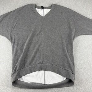 Bobi‎ Los Angeles Womens Gray V-Neck Dolman Sleeve Tunic Top Sweatshirt Size L